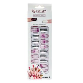 L-1 Plating Printing Nail 24 Pieces (Option: Pink2)