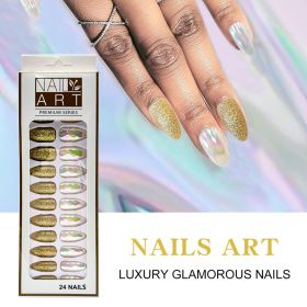L-3 Sequins Gold Powder Nail 24 Pieces (Option: Pearl)