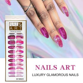 L-3 Sequins Gold Powder Nail 24 Pieces (Option: Red pink)
