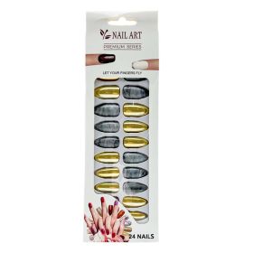 L-1 Plating Printing Nail 24 Pieces (Option: Golden gray)